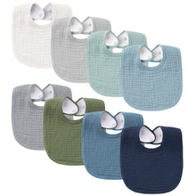 Charger l'image dans la galerie, Bavoirs bébé en mousseline de coton – coloris bleus et verts
