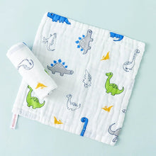 Charger l'image dans la galerie, Débarbouillettes bébé en gaze de coton – motif dinosaures
