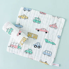 Charger l'image dans la galerie, Débarbouillettes bébé en gaze de coton – motif voitures
