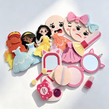 Load image into Gallery viewer, Ma Petite Princesse - Livre d'éveil fille : robes, visages émotions, miroir et maquillage détachables