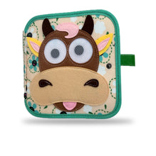 Load image into Gallery viewer, Mes Premiers Animaux de la Ferme - Livre bébé : couverture en feutrine tête de vache
