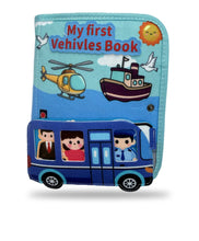 Load image into Gallery viewer, Mes Premiers Véhicules - Livre bébé : couverture en feutrine avec bus, hélicoptère et bateau
