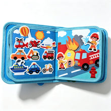 Load image into Gallery viewer, Mes Premiers Véhicules - Livre bébé : page caserne de pompiers, camion et véhicules à placer
